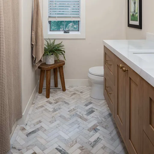Bathroom tile flooring installation in Fargo 