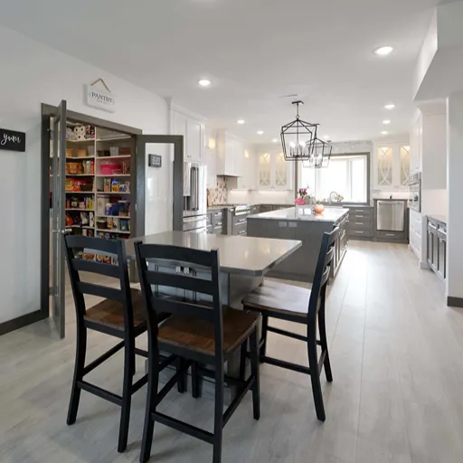 Hardwood look luxury vinyl floors in Fargo dining area 