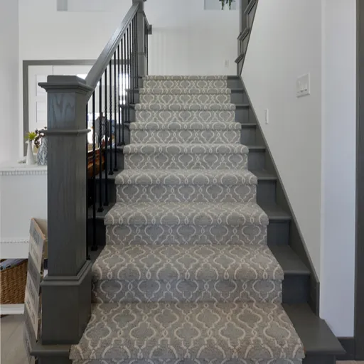 Custom carpet stair runner installation in ND 